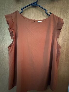 Monteau Rust Ruffle-Sleeve Sleeveless Top